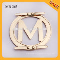 MB-363 Custom 4.7cm Engraved M Letter Metal Logo Labels Round Shape Metal Badge For Lady Handbags